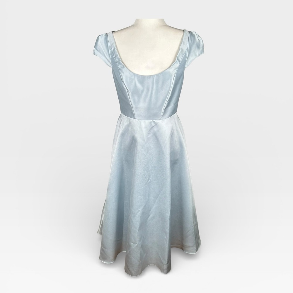 Alfred Sung Wedding Formal Fit & Flare Mist Blue Satin D798 Sz 4 NWT - Picture 2 of 8